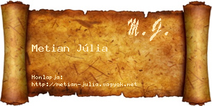Metian Júlia névjegykártya